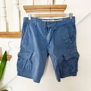 40 Weft Mens Blue Cargo Shorts Cotton Utility Style Casual Comfort Size 32
